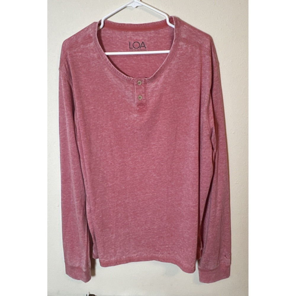 RailRiders LOA Love of Adventure Red Long Sleeve Henley Shirt Men's XL